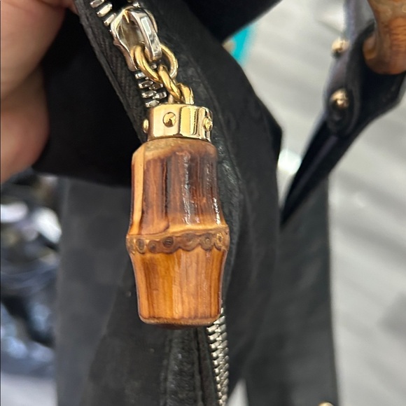 Authentic Gucci Black Hobo Bag with Bamboo Accents - Picture 6 of 15